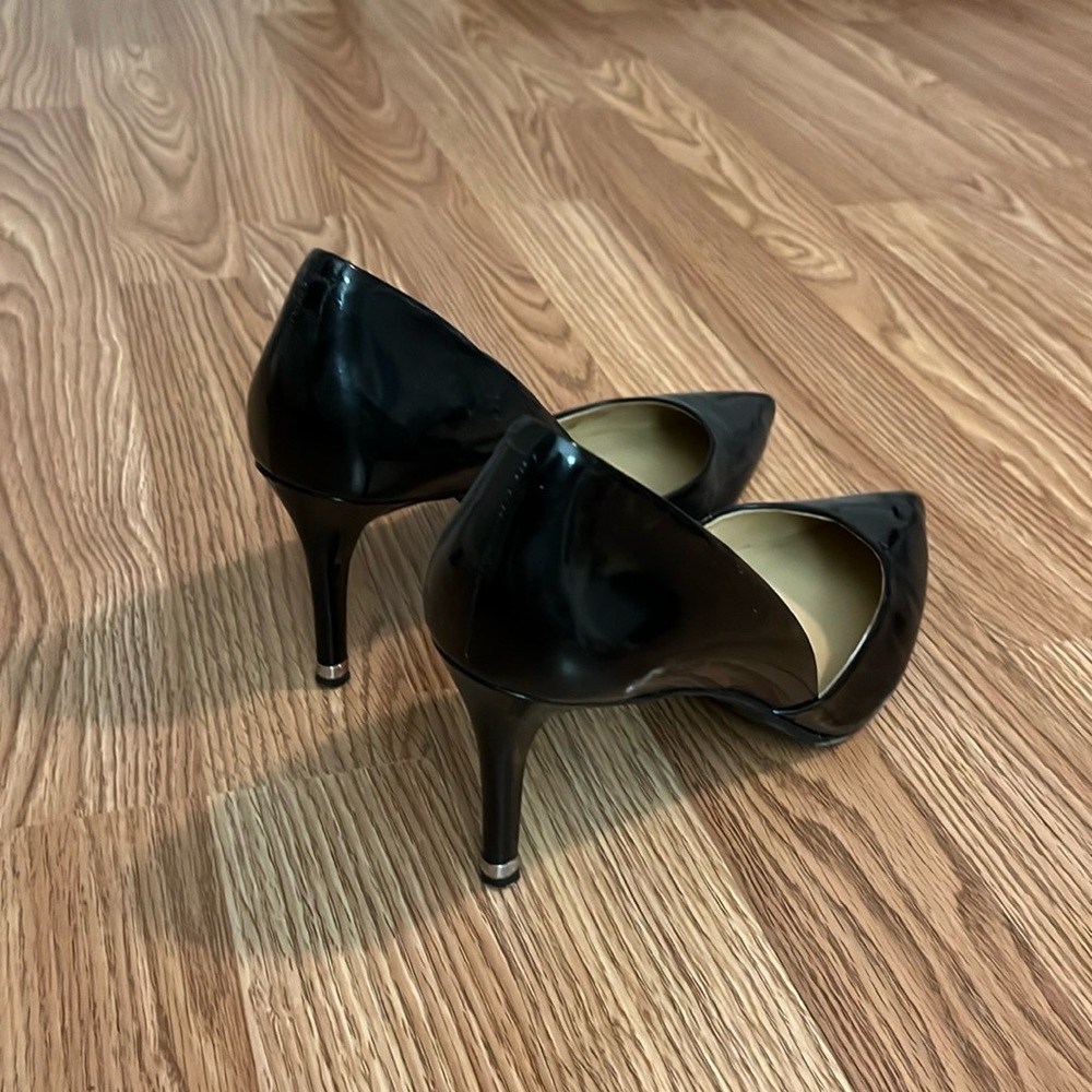 Shiny black michael kors pointed toe 3 inch stiletto heels